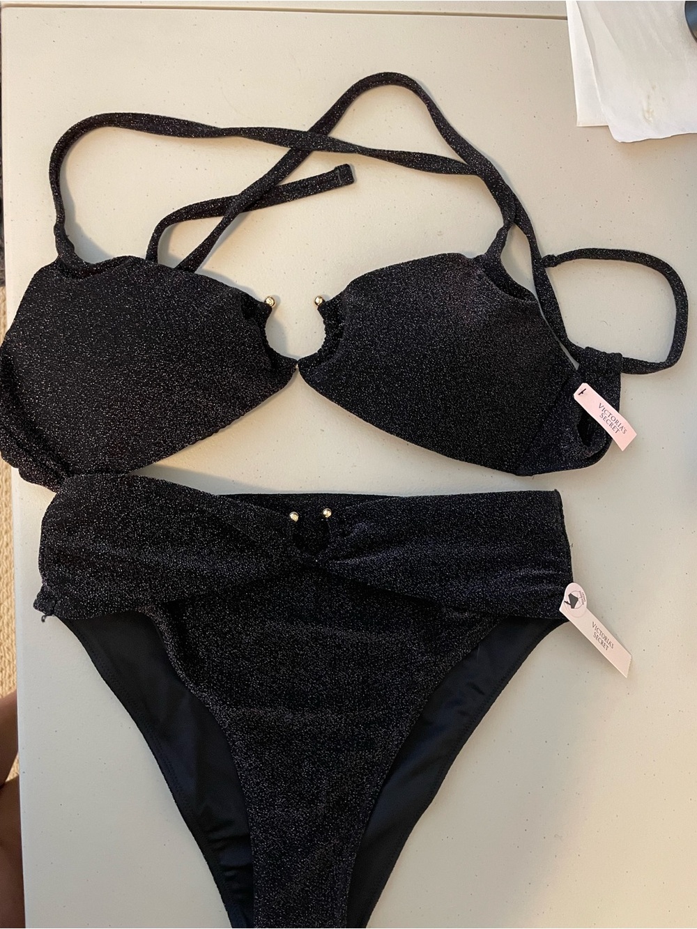 Victoria's Secret Sparkle Black Bikini Set